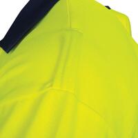 TRu Workwear Poly Cotton Traffic Control L/S Hi-Vis Segmented Reflective Tape Polo Shirt CS1865T9-YEL-DM