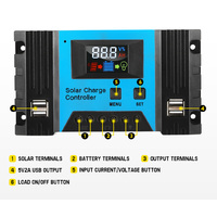 ATEM POWER 20A 12V/24V Solar Panel Battery Regulator Charge Controller PWM LCD 4 USB 20AMP