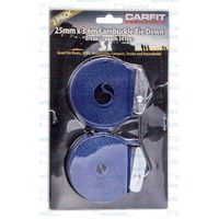 Carfit Heavy Duty Cambuckle Cinch Strap 25mm x 3.6m 2x Pack