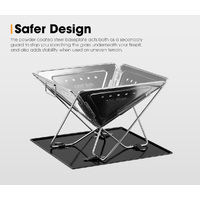 SAN HIMA Portable Fire Pit Large Size Folding Stainless Steel BBQ Grill Outdoor