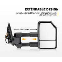 SAN HIMA Pair Extendable Towing Mirrors for Isuzu MU-X MY2013-MY2019 Black