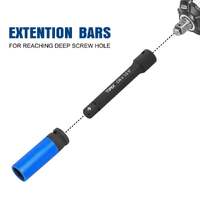Topex 9-piece extension bar set 1/4" 3/8" and 1/2" black drive socket extensions