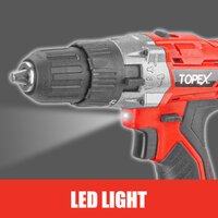 TOPEX 20V Lithium-Ion Cordless Drill Driver Impact Hammer drill w/ Battery Charger