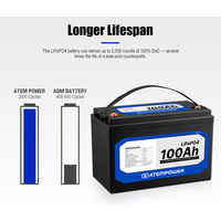 ATEMPOWER 100Ah 12V Lithium Battery LiFePO4 Deep Cycle Rechargeable Marine 4WD Replace AGM