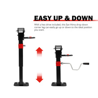 SAN HIMA 2x 400mm Drop Down Corner Legs W/Handle Steel Base 1200LBS Caravan Camper Trailer