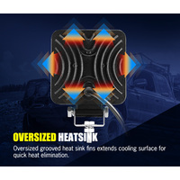 LIGHTFOX 2x 4inch 80W Square LED Work Lights Bar Spot Flood Reverse 4WD Ute Truck