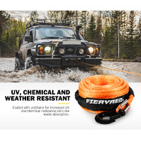 FIERYRED Synthetic Winch Rope 10MM x 30M Dyneema SK75 Tow Recovery Rope Orange 4WD