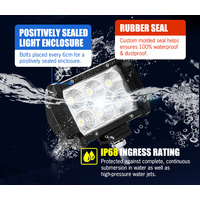 LIGHTFOX 2x 4inch LED Work Light Flood Beam Dual Row Work Fog Lamp Offroad 4x4WD