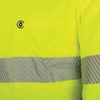 TRu Workwear Poly Cotton Traffic Control L/S Hi-Vis Segmented Reflective Tape Polo Shirt CS1865T9-YEL-DM
