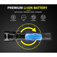 LIGHTFOX LED Tactical Flashlight Torch L2 Chip USB Rechargeable Battery
