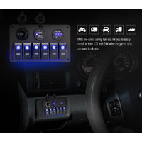 LIGHTFOX 6 Gang Switch Panel ON-OFF Toggle LED Rocker 12V 24V