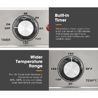 SAN HIMA 12V 120W Travel Oven Portable Stainless Steel 180 C Max temperature 4WD