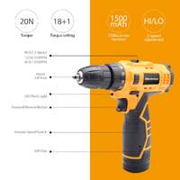 Masterspec 12v cordless drill driver screwdriver accessories w/battery chargerOne Battery