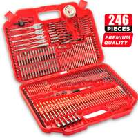 Topex 246pcs combination drill bit set screw bits titanium for metal wood masonry