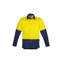 Syzmik Mens Hi Vis Spliced Industrial Shirt Yellow/Charcoal Small