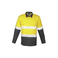 Syzmik Mens Rugged Cooling Taped Hi Vis Spliced Shirt Yellow/Navy XXS