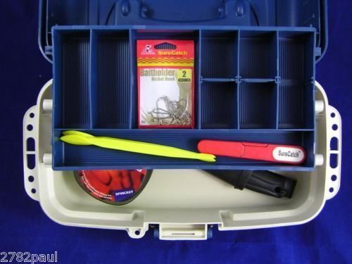 Surecatch Heavy Duty 1 Tray Fishing Tackle Box Tool Box with Brass Bail  Latch