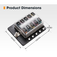 SAN HIMA 10 Way Blade Fuse Box Fuse Block Holder with Fuses for 12V/24V Marine