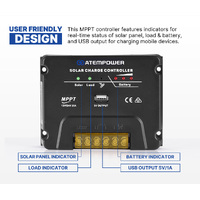 ATEM POWER 20A 12V/24V MPPT Solar Charge Controller