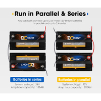 DC MONT 12V 135Ah Lithium Battery LiFePO4 Phosphate Deep Cycle Rechargeable Replace AGM