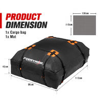 Fieryred Waterproof Car Roof Cargo Bag Luggage Storage 15 Cubic Feet Travel 4WD