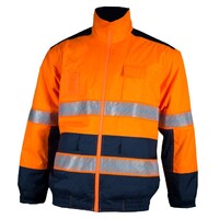 KM Workwear Taped Bomber Jacket Small Orange/Navy
