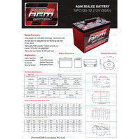 135Ah Amp Hour Battery Agm Sla 12 Volt 12V Deep Cycle Dual Battery Fridge Solar