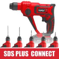 Topex 20v max lithium cordless rotary hammer drill kit w/battery charger bits