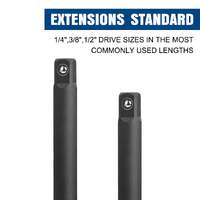 Topex 9-piece extension bar set 1/4" 3/8" and 1/2" black drive socket extensions