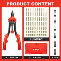 Topex 160pcs heavy duty nut rivet riveter rivnut nutsert gun riveting kit thread m3-12