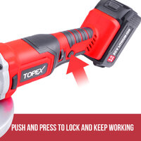 TOPEX 20V 125mm Cordless Angle Grinder 3.0Ah w/ 2 Batteries