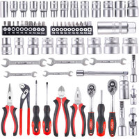 TOPEX 65-Piece Household Hand Tool Set Home Auto Repair Kit Premium Quality