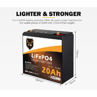 MOBI 12V 20AH Lithium Battery LiFePO4 2000 Cycle Rechargeable Replace for RV