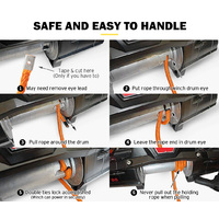 FIERYRED Synthetic Winch Rope 10MM x 30M Dyneema SK75 Tow Recovery Rope Orange 4WD