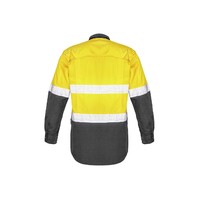 Syzmik Mens Rugged Cooling Taped Hi Vis Spliced Shirt Yellow/Navy XXS