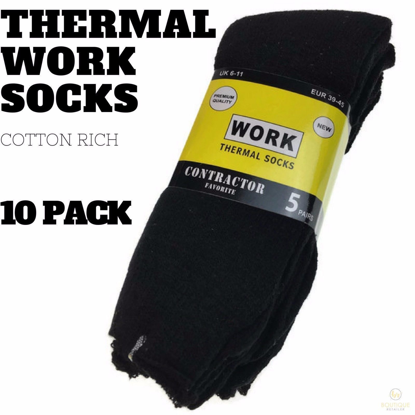 3 Pairs Mens Heavy Duty Thermal Work Socks Safety Boots Winter Warm Workwear 