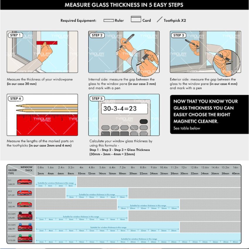 Tyroler Bright Tools The Glider D-3, Magnetic Window Cleaner for Double Glazed