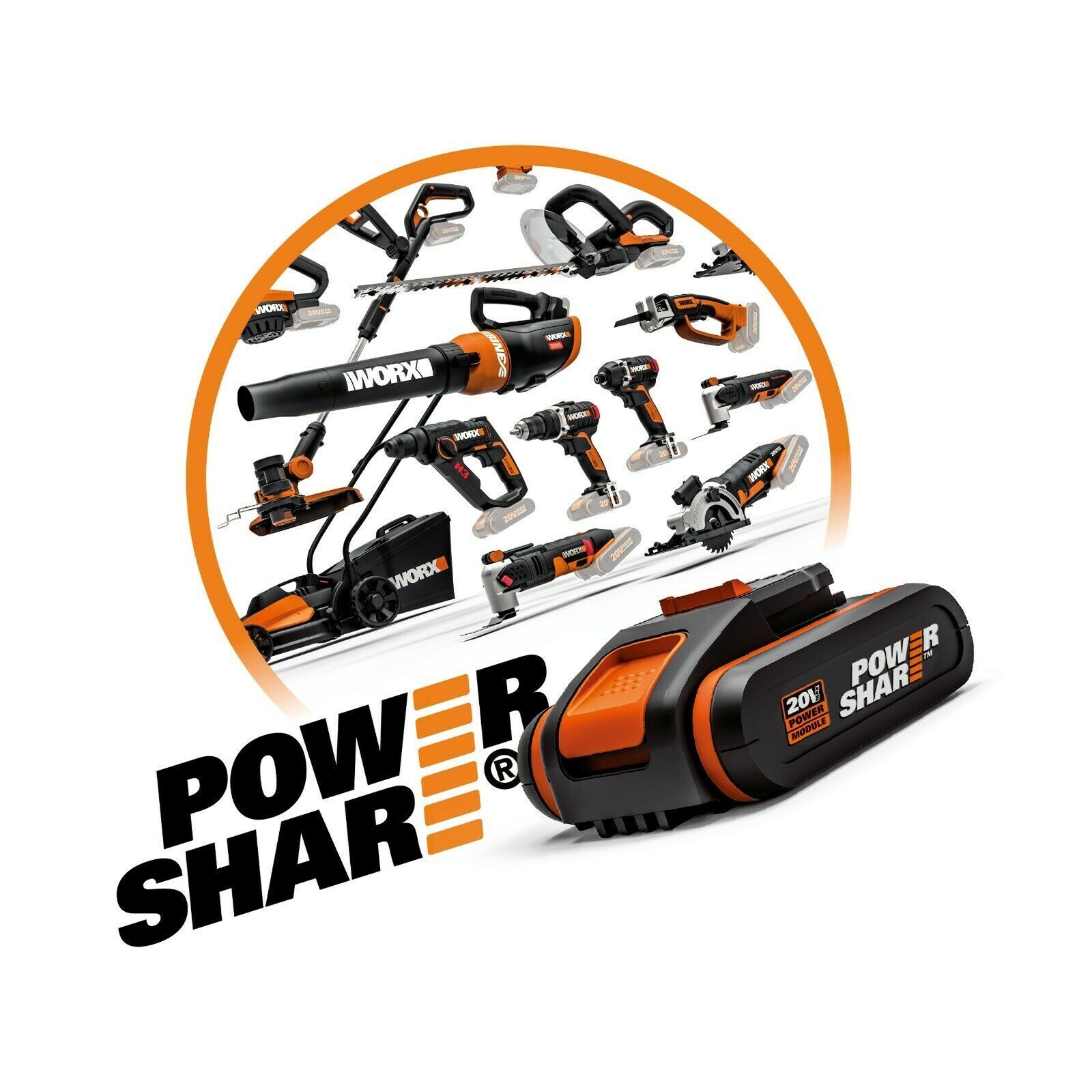 WORX 20V Cordless JAWSAW 15cm Chainsaw w/ POWERSHARE 2Ah Battery & Charger - WG329E.B