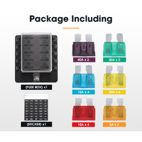 SAN HIMA 10 Way Blade Fuse Box Fuse Block Holder with Fuses for 12V/24V Marine