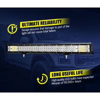 LIGHTFOX 28inch LED Light Bar Tri Row Flood Spot Combo Offroad Driving Lamp 4WD