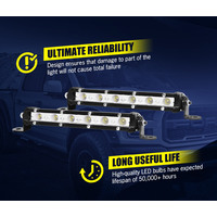 LIGHTFOX Pair 7inch LED Light Bar Super Slim Single Row 12V 24V Work Lamp Offroad 4x4