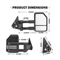 SAN HIMA Extendable Towing Mirrors fit NISSAN PATROL GU/Y61 1997-2016 Black