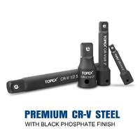 Topex 9-piece extension bar set 1/4" 3/8" and 1/2" black drive socket extensions