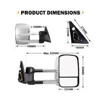 SAN HIMA Extendable Towing Mirrors For Toyota Landcruiser 100 series 1998-2007