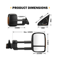 SAN HIMA Extendable Towing Mirrors For Jeep Grand Cherokee 2010-Current