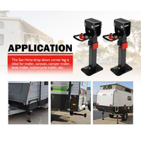 SAN HIMA 2x 400mm Drop Down Corner Legs W/Handle Steel Base 1200LBS Caravan Camper Trailer