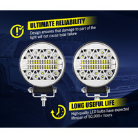 LIGHTFOX 2x4inch Round LED Work Light Combo Driving Lamp Reverse Offroad 4WD