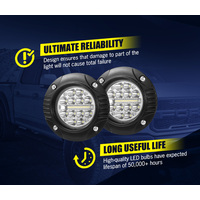 LIGHTFOX 2x 5inch Flush Mount LED Work Light Bar Combo Reverse Round Fog Lamp 4WD