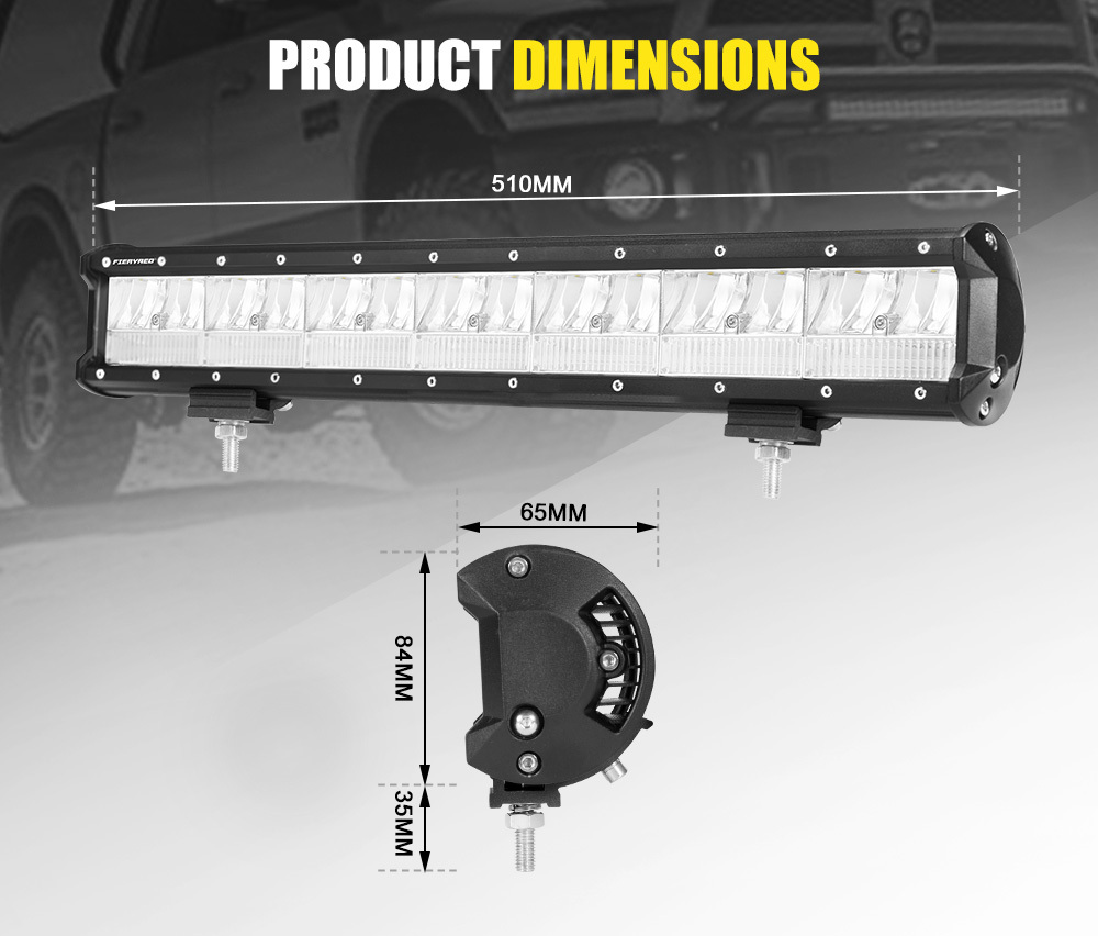 FIERYRED 20inch OSRAM LED Light Bar Combo Driving Lamp Offroad SUV