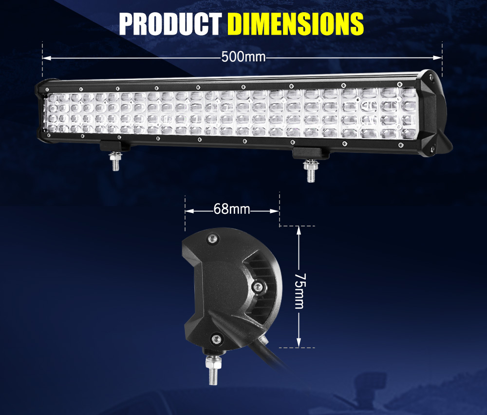 LIGHTFOX 20inch LED Work Light Bar Quad Row Driving Lamp Offroad 4WD Truck 22/23"